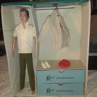 Vintage 1960 Ken Doll,  1962 Ponytail Case,  Clothes & Accessories Barbie Mattel