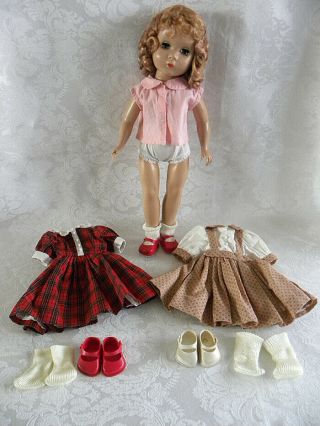 Vintage Madame Alexander 14 " Maggie Face Doll & Mommy Made Dresses & Accessories