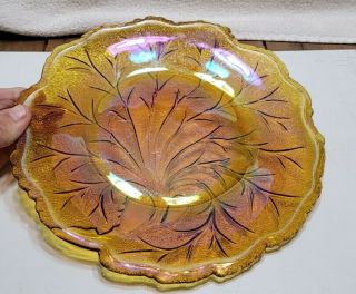 Vintage Amber Indiana Sparkle Carnival Glass Pebble Leaf Tree of Life 10 