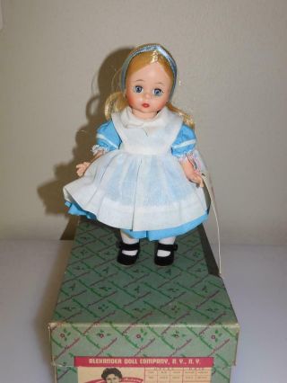 Vintage " Madame Alexander Alice In Wonderland " 8 " Bent Knee Doll W Box Nr