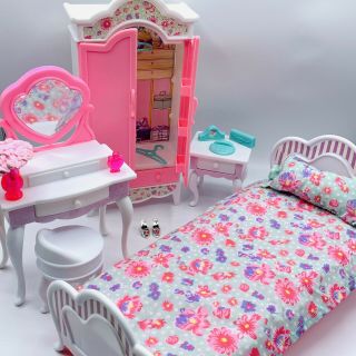 Barbie Mattel Bedroom Set For Folding Pretty House Accessories Vintage 1997 90s