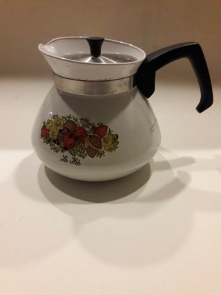 Vintage P - 104 Corning Ware Tea Pot Kettle 6 Cup Spice Of Life