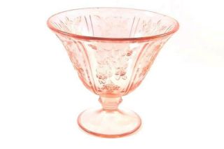 Vintage Federal Glass Sharon Cabbage Rose Candy Dish Compote Pink