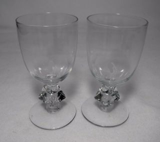 Bryce Crystal Aquarius Clear Pattern Set Of 2 Wine Glasses Or Goblets - 4 - 5/8 "