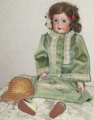 1920s Antique Bisque Doll - Kid Leather Body - Morimura Brothers - Japan