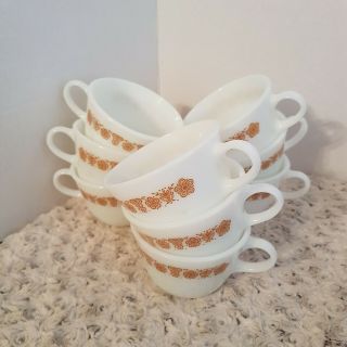 Vintage Corning Corelle Butterfly Gold Coffee Mugs Set Of 9