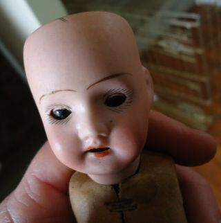 Antique Bisque German Baby Doll Glass Eye Composition Legs Open Mouth Teeth