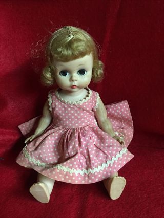 Vintage 1950’s Madame Alexander Wendy Alexander - Kins Doll Pink Polka Dot Dress