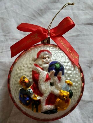 Waterford Blown Glass Christmas Ornament Santa Globe Two - Sided No Box