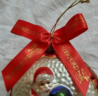 Waterford Blown Glass Christmas Ornament Santa Globe Two - Sided No Box 2