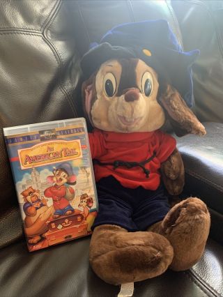 Vintage 1986 Fievel Goes West An American Tail 22 " Plush Mouse With Rare Vhs