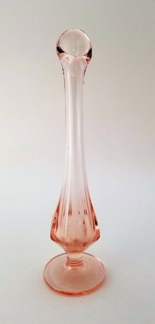 Vintage Petite Swung Stretch Pink Depression Art Glass Footed Bud Vase Art Deco