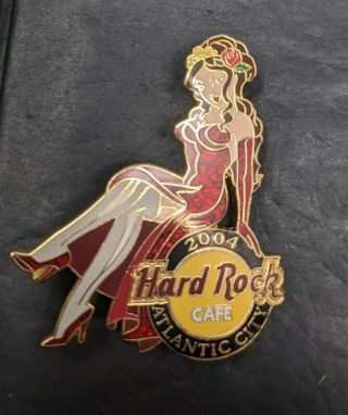 Hard Rock Cafe Pin Atlantic City 2004 Sexy Girl In Glitter Red Dress Le400