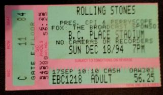 1994 Vancouver Bc Place The Rolling Stones Voodoo Lounge Tour Concert Ticket