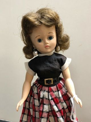 10” Antique Vintage Vogue Jill Doll Repainted Eyebrows Brunette Vintage Dress S