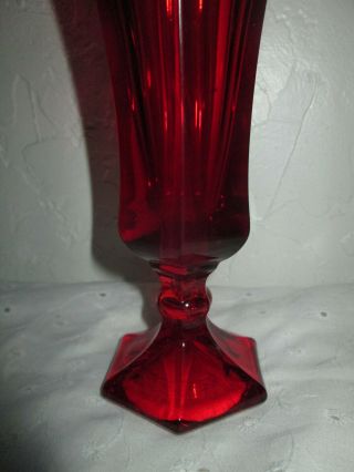 Vintage Fostoria Coin Dot Ruby Red Vase 8 Inches Tall Very Pretty