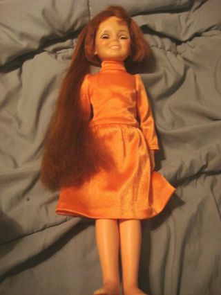 Vintage 1969 Ideal Toys Crissy Doll With Orange Dress & Panties W/box