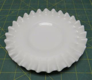 Vintage Fenton Hobnail Ruffled White Milk Glass Saucer Plate 6 " Diameter
