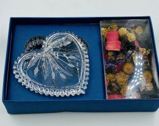 Wedgewood Full Lead Crystal Heart - Shaped Candy Dish With Potpourri And Box