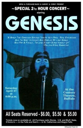 Genesis 1971 Buffalo Concert Poster Gabriel