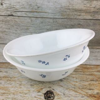Corelle Corning Provincial Blue Daisy Flowers White Usa Soup Cereal Bowl Set 2