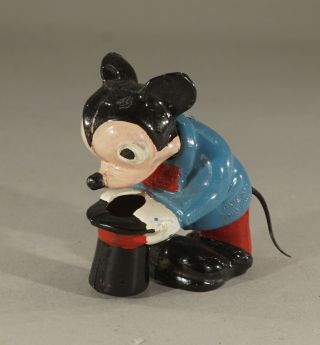 Vintage Walt Disney Mickey Mouse Plastic Toy 2 1/4 " Figure W/ Bobbing Head