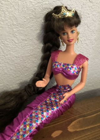 Jewel Hair Mermaid Teresa Barbie Doll Brunette Long Hair Vintage 3