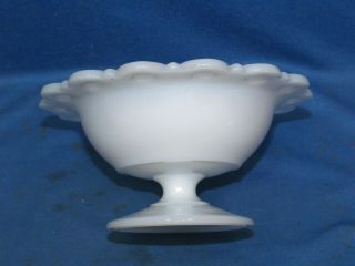 Vintage White Milk Glass Lacey Edged & Footed Candy Compote Dish 7 
