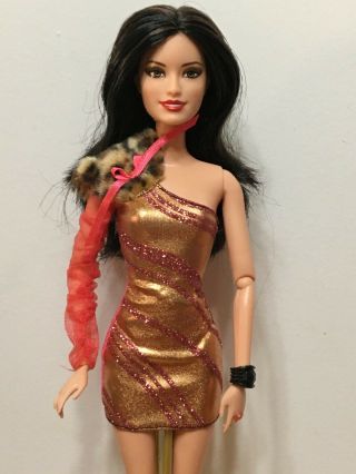Barbie Fashionistas Raquelle Doll Black Raven Hair Articulated Jointed Rare
