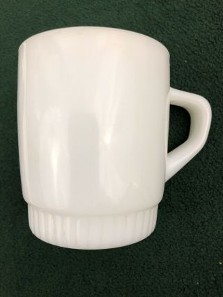 Vintage Fire King White Coffee Mug Cup Handle Ware Milk Glass Ribbed Bottom Edge