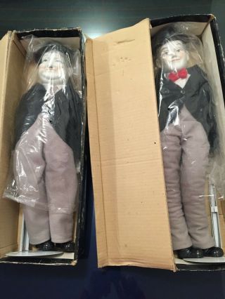 Vintage Porcelain Laurel And Hardy Dolls In Boxes
