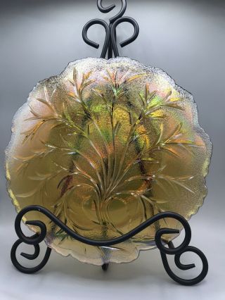 VTG Indiana Glass Amber Carnival Pebble Leaf Tree of Life 10 