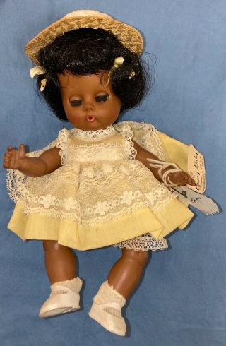 Vintage Vogue Ginny Doll Black W/ Tag Quality Collectors 8 "