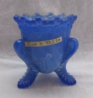 Vintage Degenhart Glass Forget Me Not Toothpick Holder (blue And W) D In Heart