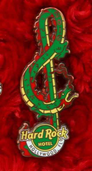 Hard Rock Cafe Pin Hollywood Fl Chinese Dragon Music Note Logo Hotel Fire Clef