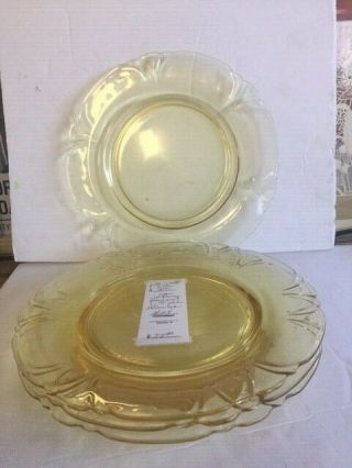 4 X Vintage Heisey Empress Sahara Yellow 9 " Plates