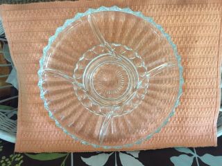 Eapg Heavy Glass 5 Section Divided Serving Relish Dish 11 3/4 " Wide Round