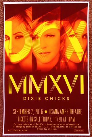 Dixie Chicks 2016 Gig Poster Utah Concert West Valley City