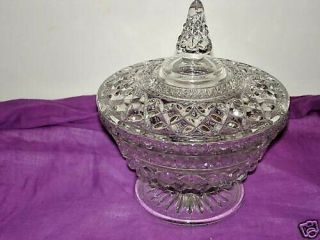 Vintage Anchor Hocking Wexford Clear Glass Covered Candy Dish Bowl With Lid
