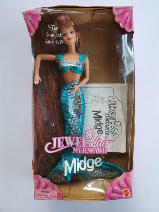 Rare1995 Midge Jewel Hair Mermaid Doll Longest Hair Ever Red Hair