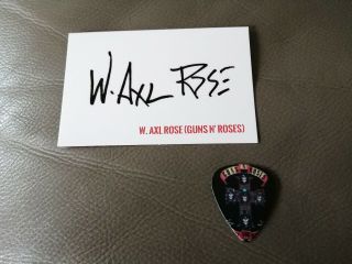 W.  Axl Rose Facsimile Autograph And Guns N Roses Guitar Pick Plectrum