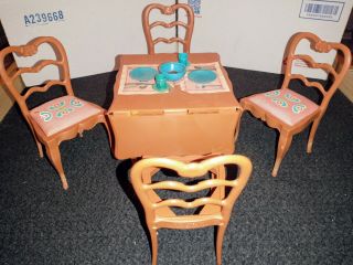 Vintage Barbie And Skipper 1964 Dining Room Furniture Dining Table And 4 Chairs
