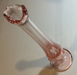 Pink Depression Glass Bud Vase 8.  5 Inch Tall