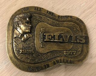 Vintage Elvis Presley Brass Belt Buckle 1977 Usa Collector Piece,  6 Oz