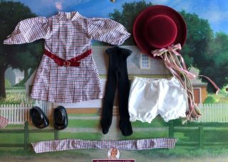 Pleasant Company American Girl Samantha Meet Outfit Dress Tights Accessories Hat
