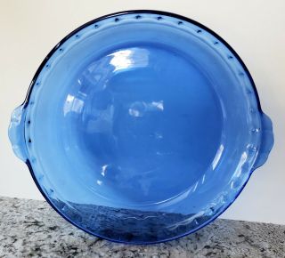 Vintage Pyrex Cobalt Blue 9 1/2 " Fluted Deep Dish Pie Plate (vguc)
