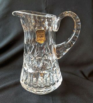 24 Hand Cut Lead Crystal Pitcher,  Made In Poland,  6 " Tall