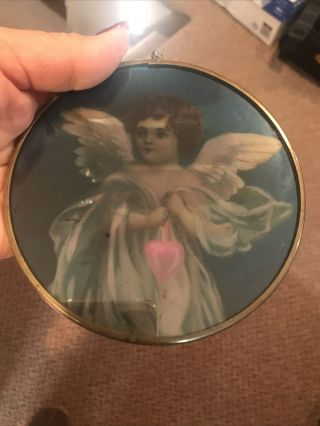 Vintage ANGELS HOLDING A HEART - Stained Glass Sun catcher 2