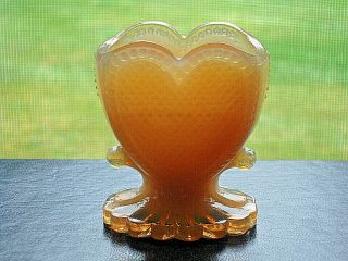 Vintage Toothpick Degenhart Art Glass Peach Opalescent Heart Shaped Marked