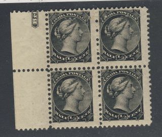 4x Canada Small Queen Stamps Block Of 4 No.  34 - 1/2c F Strong Offset Gv= $100.  00